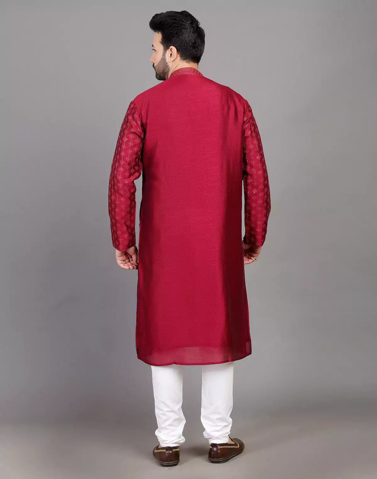 Image of Stylish All Over Sequence Work Maroon Party Wear Kurta Set - South India Shopping Mall
