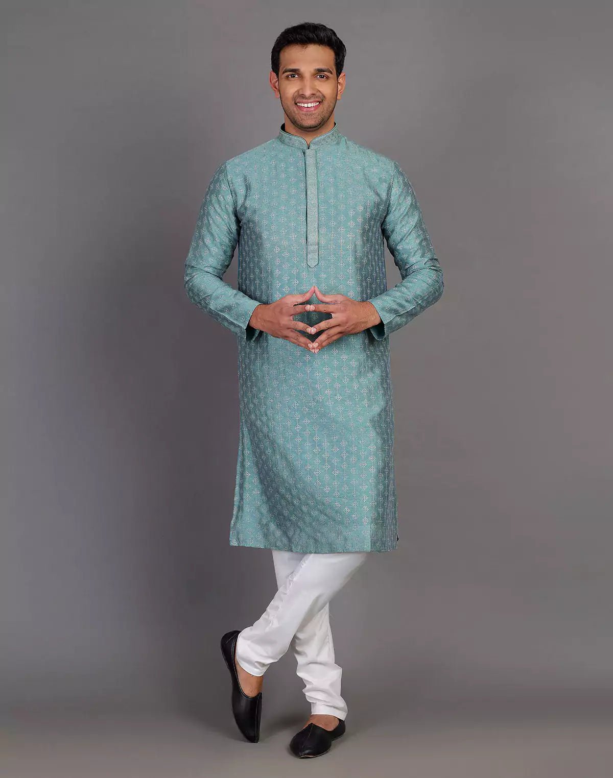 Image of Stylish All Over Sequence Work Rama Green Party Wear Kurta Set - South India Shopping Mall
