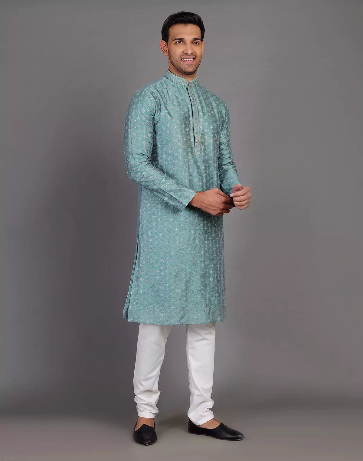 Image of Stylish All Over Sequence Work Rama Green Party Wear Kurta Set - South India Shopping Mall