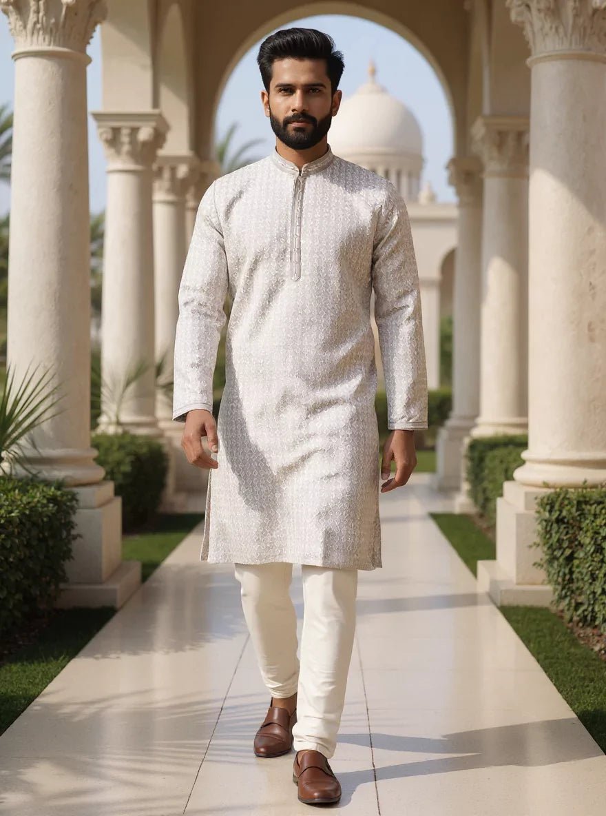 Image of Stylish Brocade Design Thread work Jacquard Kurta Set - South India Shopping Mall