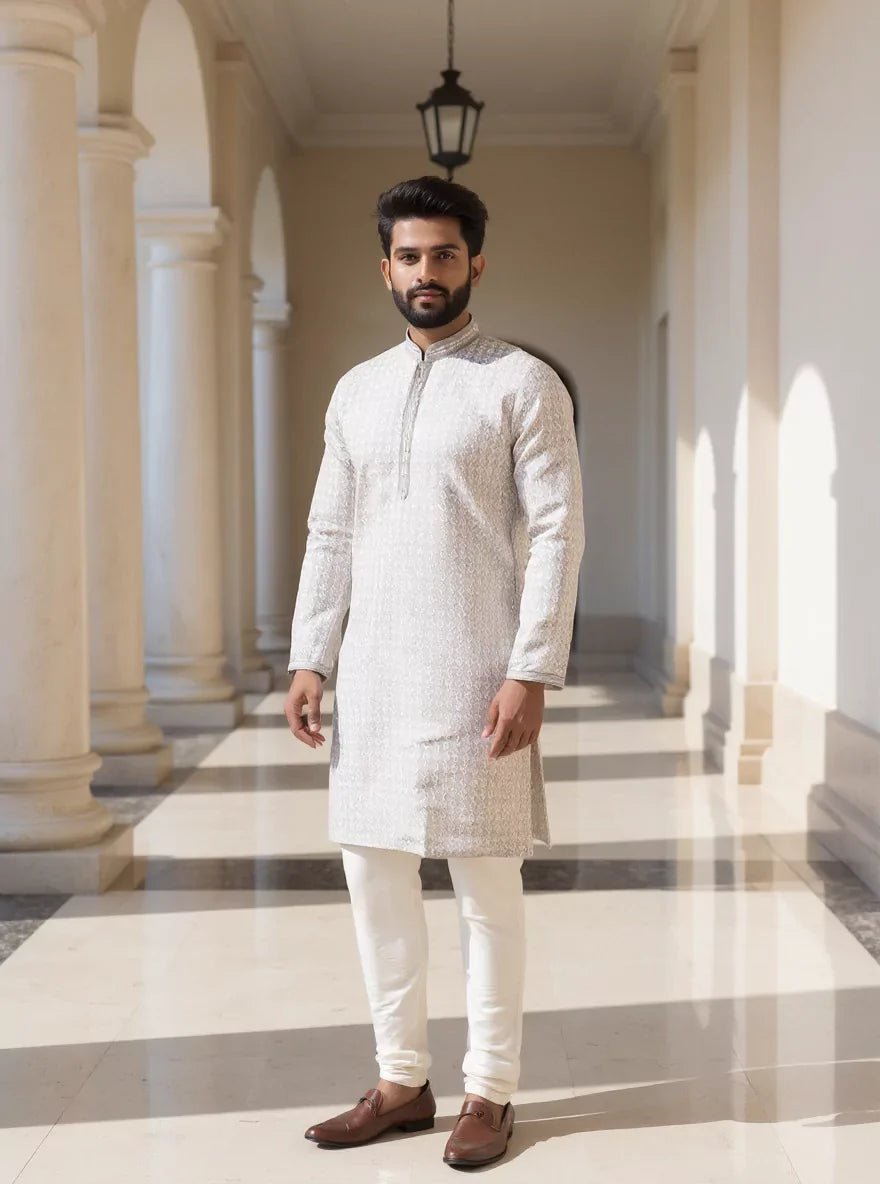 Image of Stylish Brocade Design Thread work Jacquard Kurta Set - South India Shopping Mall