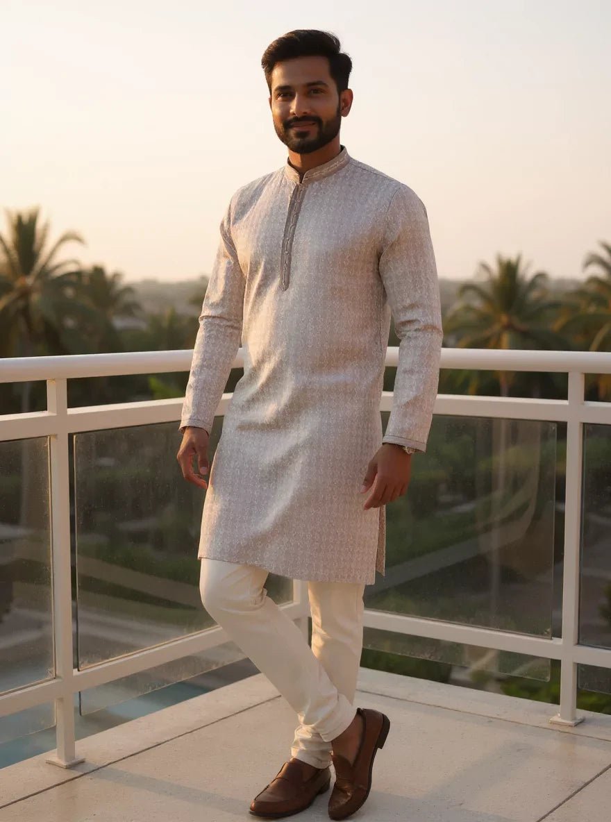 Image of Stylish Brocade Design Thread work Jacquard Kurta Set - South India Shopping Mall