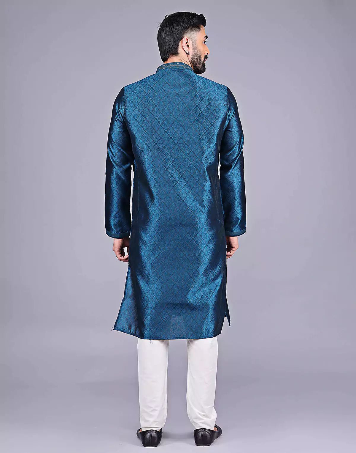 Image of Stylish Rama Coloured Floral Design Soft Silk Kurta Pajama Set - South India Shopping Mall