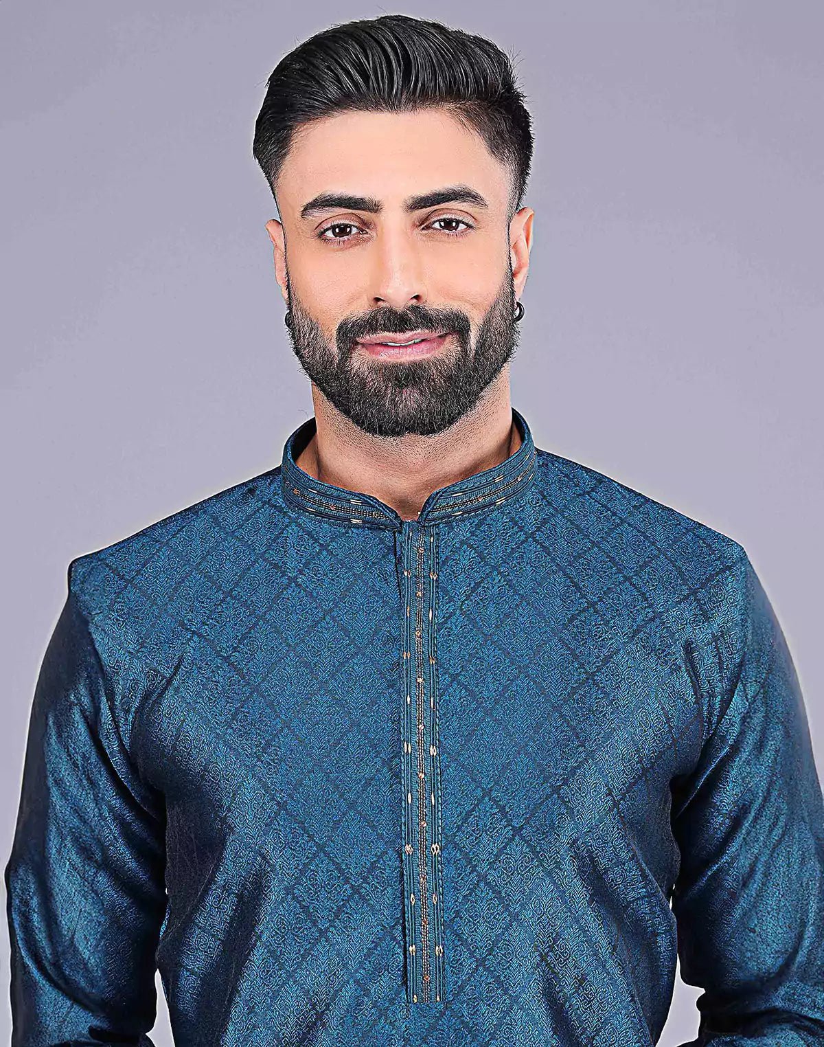 Image of Stylish Rama Coloured Floral Design Soft Silk Kurta Pajama Set - South India Shopping Mall