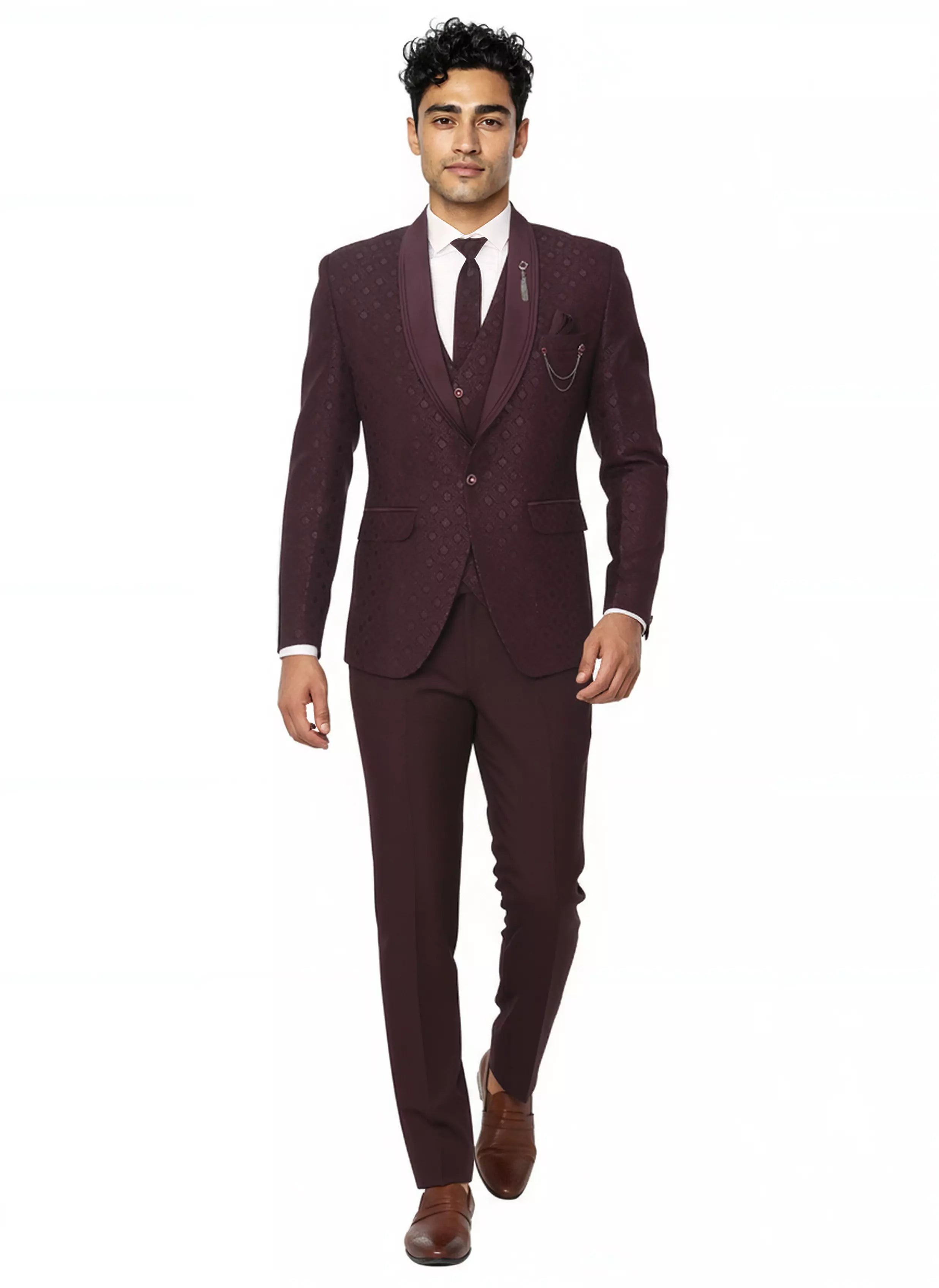 Image of Jacquard Self Design Classy Designer Suit for Men