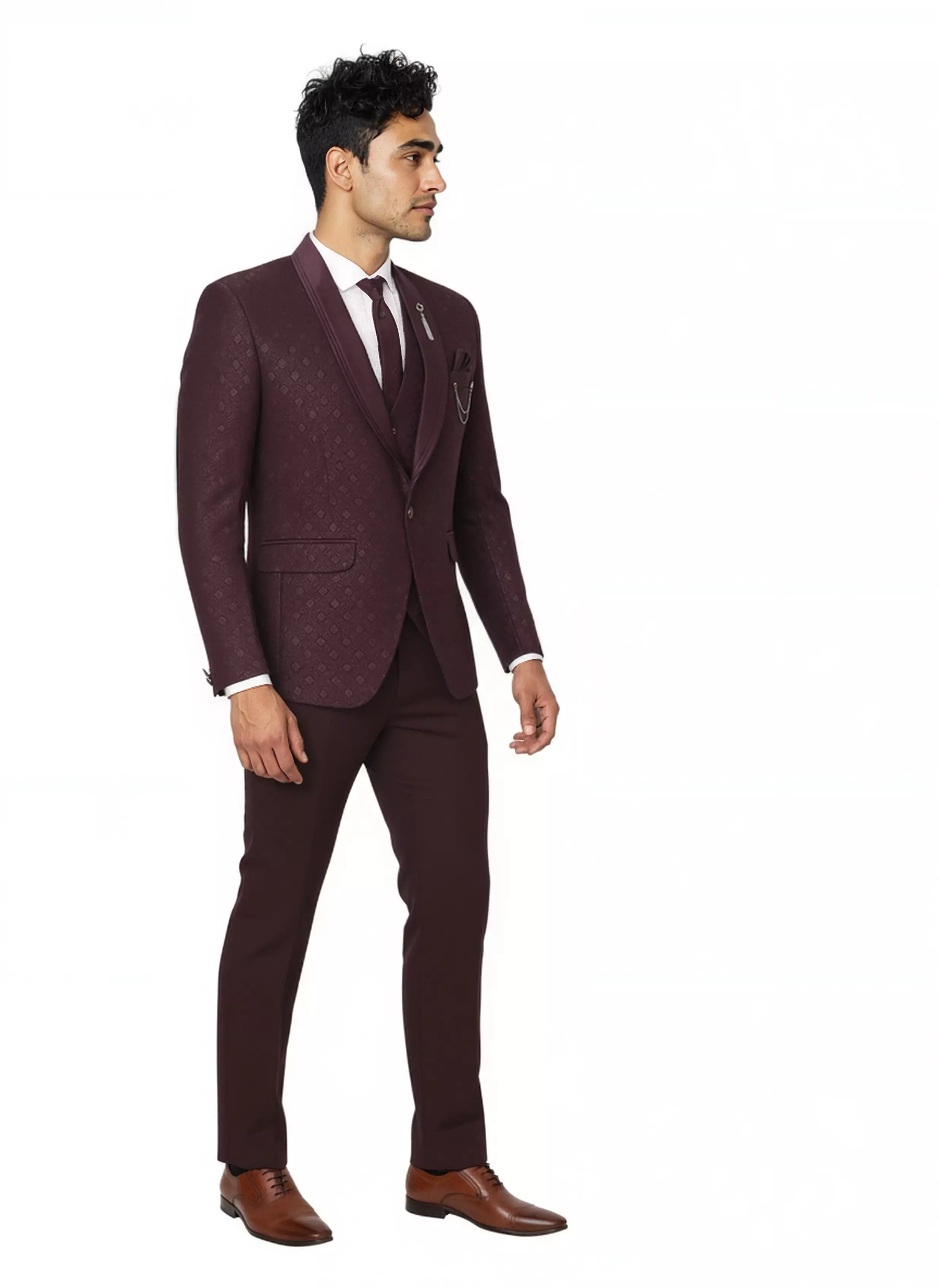 Jacquard Self Design Classy Designer Suit for Men