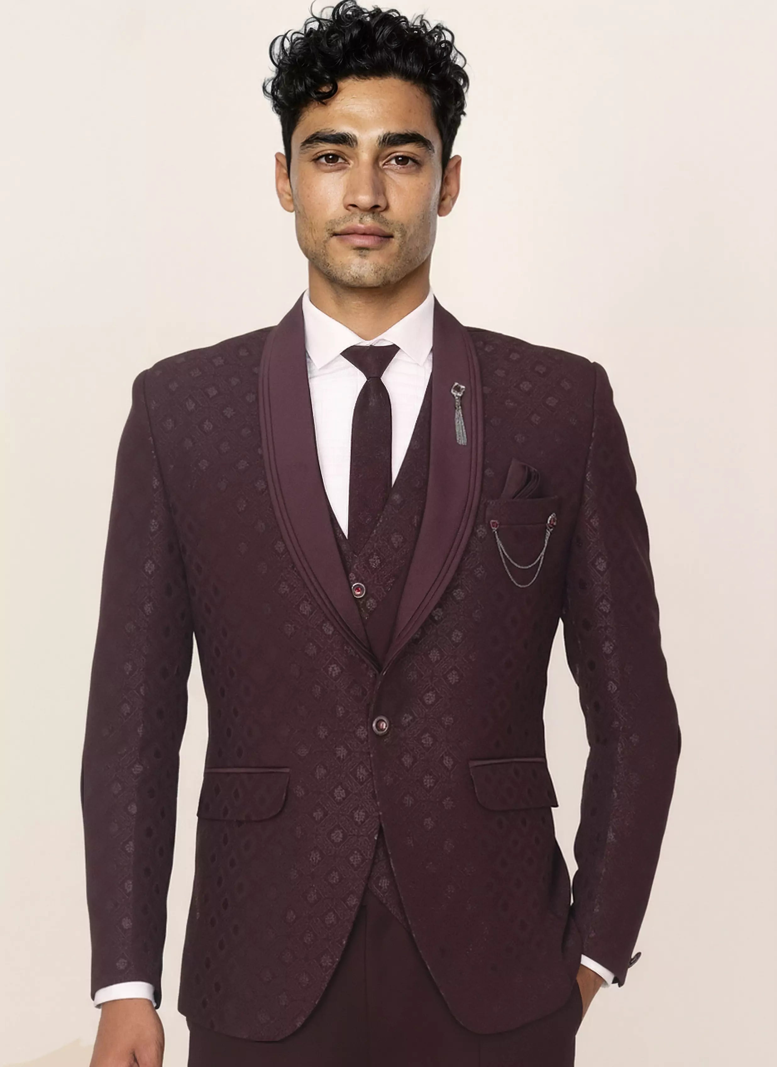 Jacquard Self Design Classy Designer Suit for Men