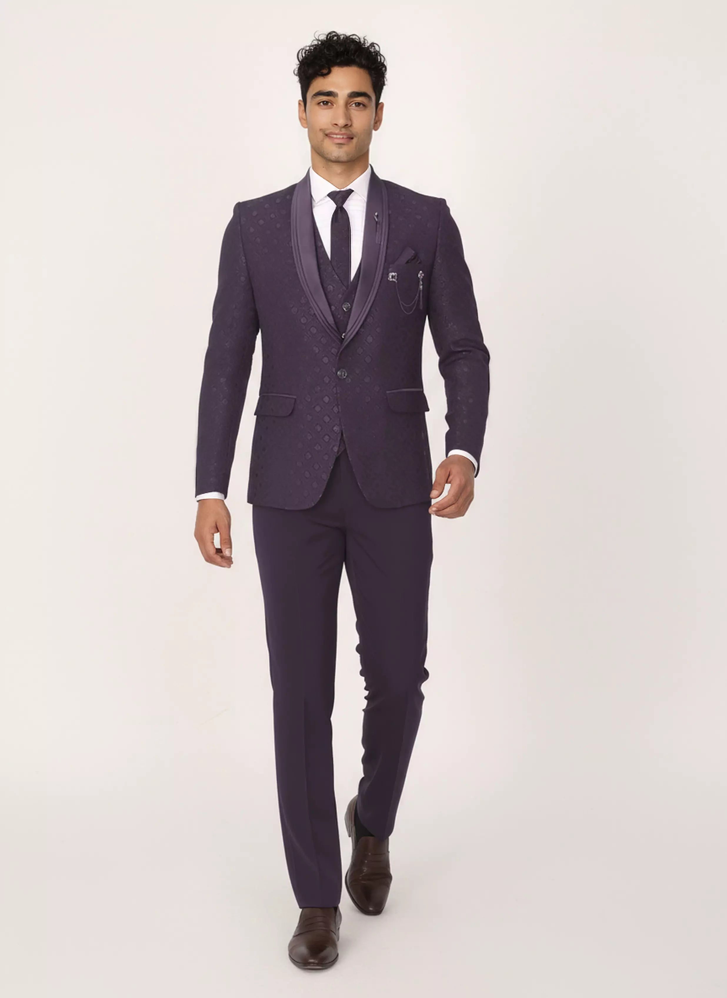 Image of Jacquard Self Design Classy Designer Suit for Men