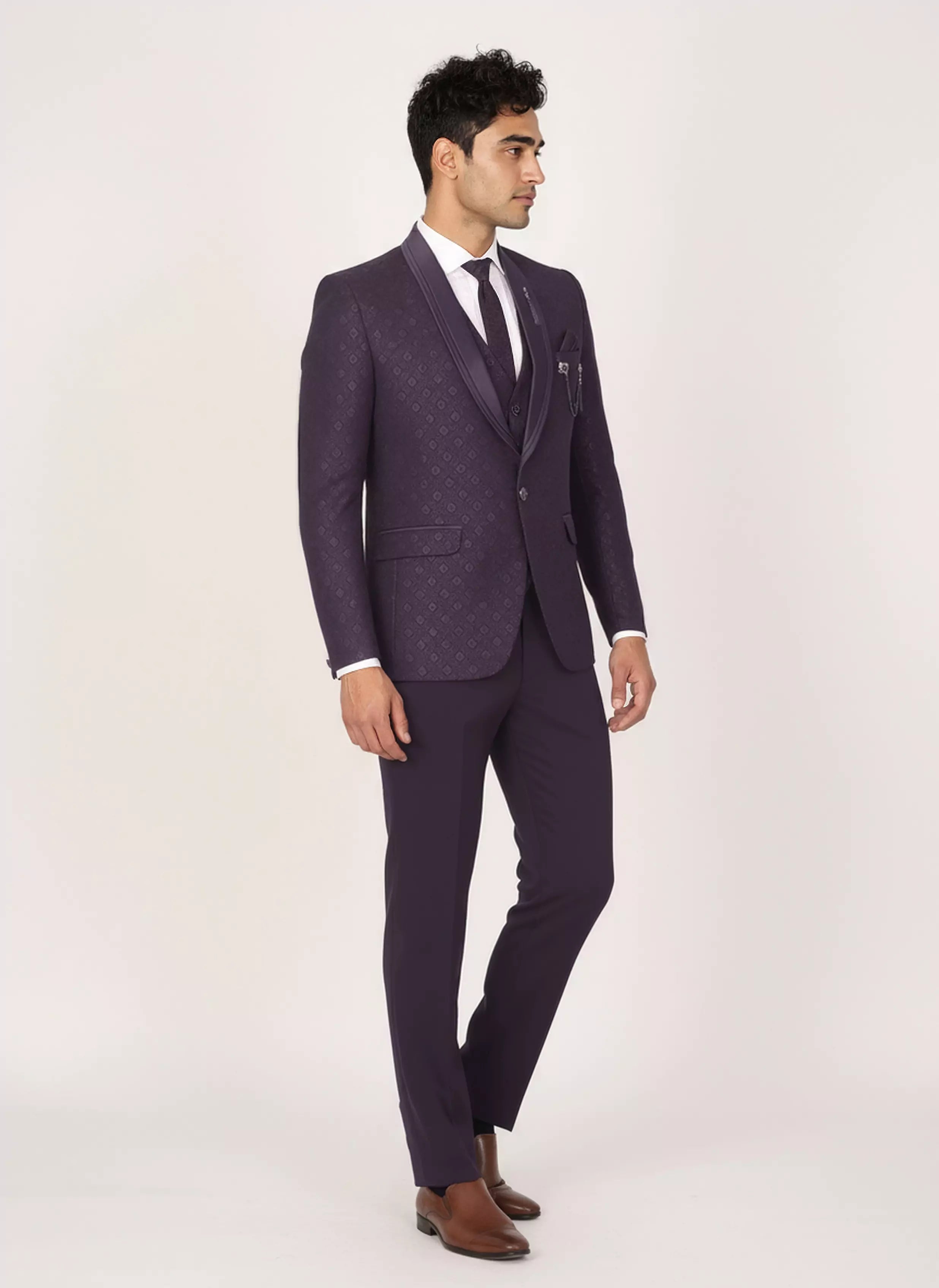 Image of Jacquard Self Design Classy Designer Suit for Men