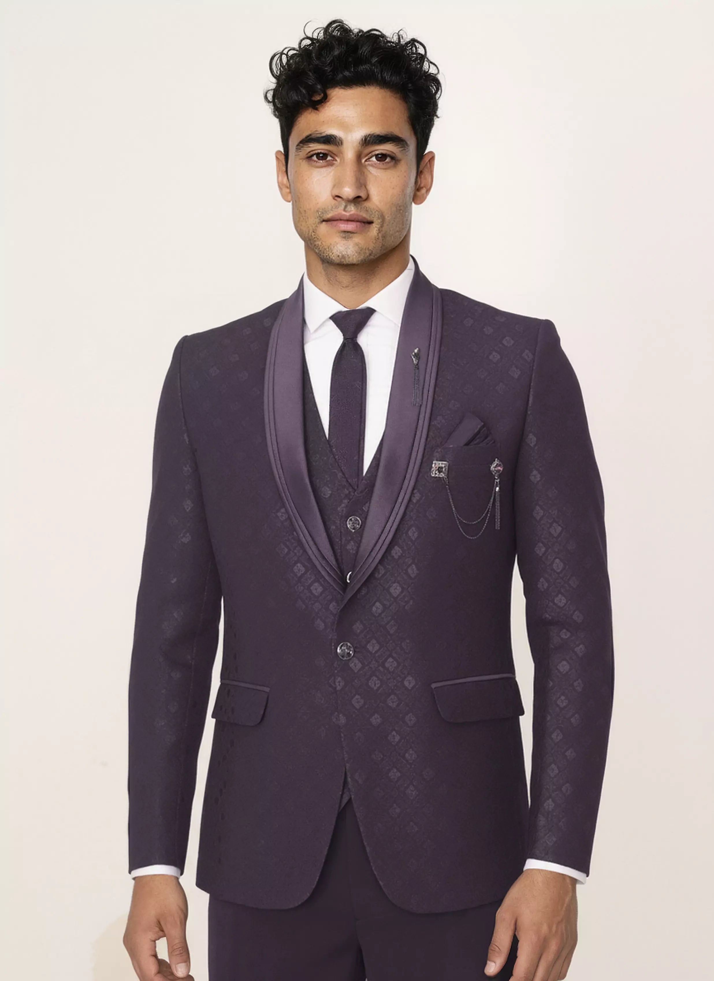 Jacquard Self Design Classy Designer Suit for Men
