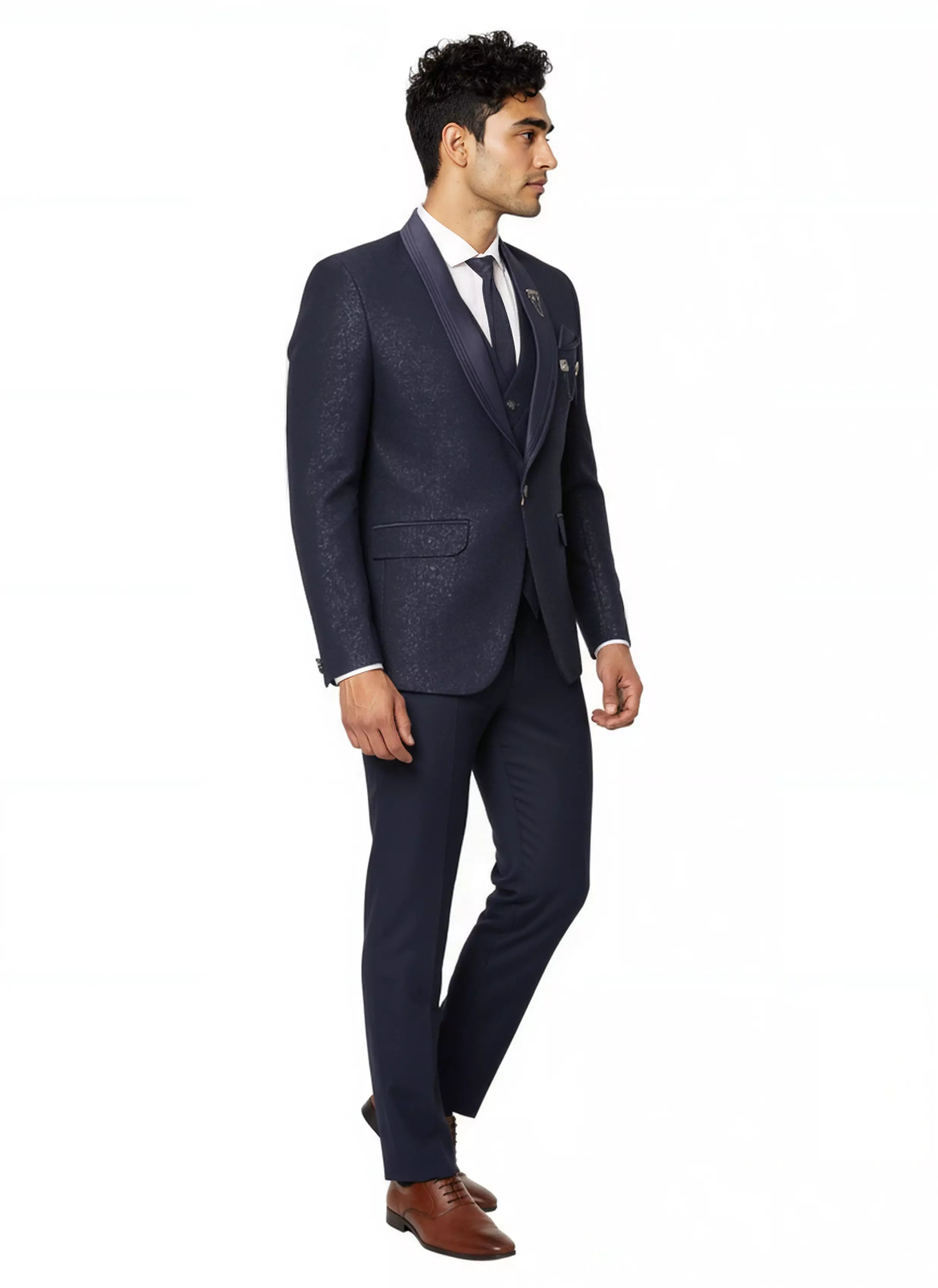 Self Floral Patterned Jacquard Designer Suit