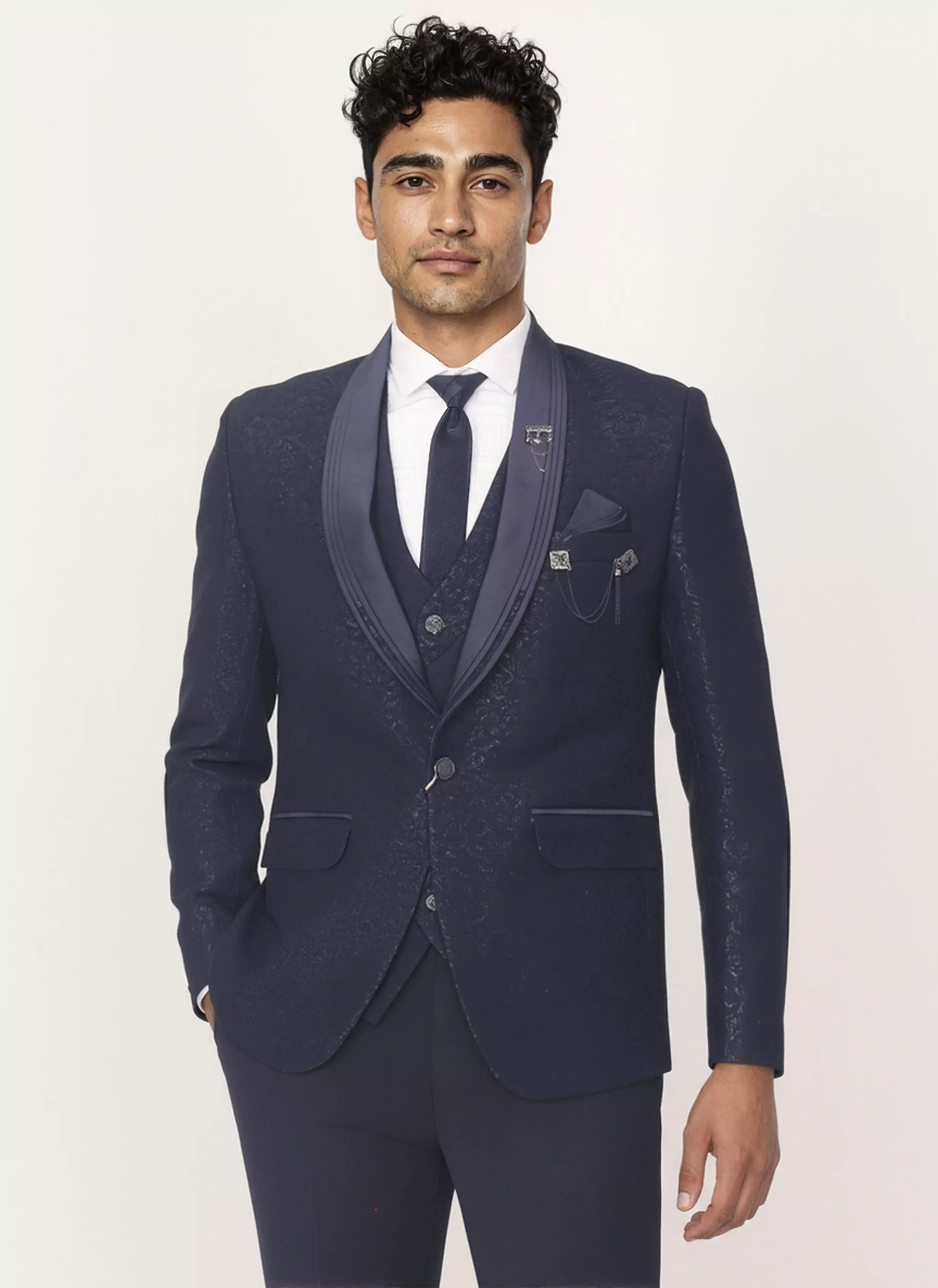 Self Floral Patterned Jacquard Designer Suit