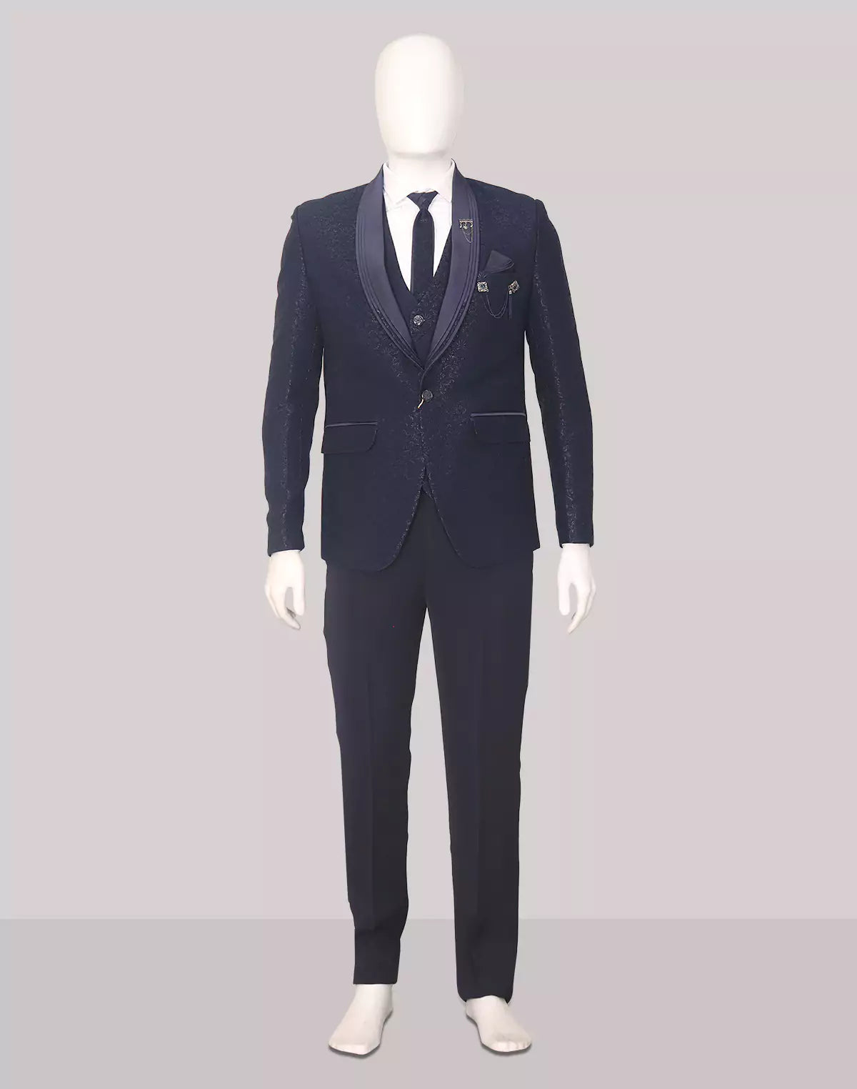 Image of Self Floral Patterned Jacquard Designer Suit