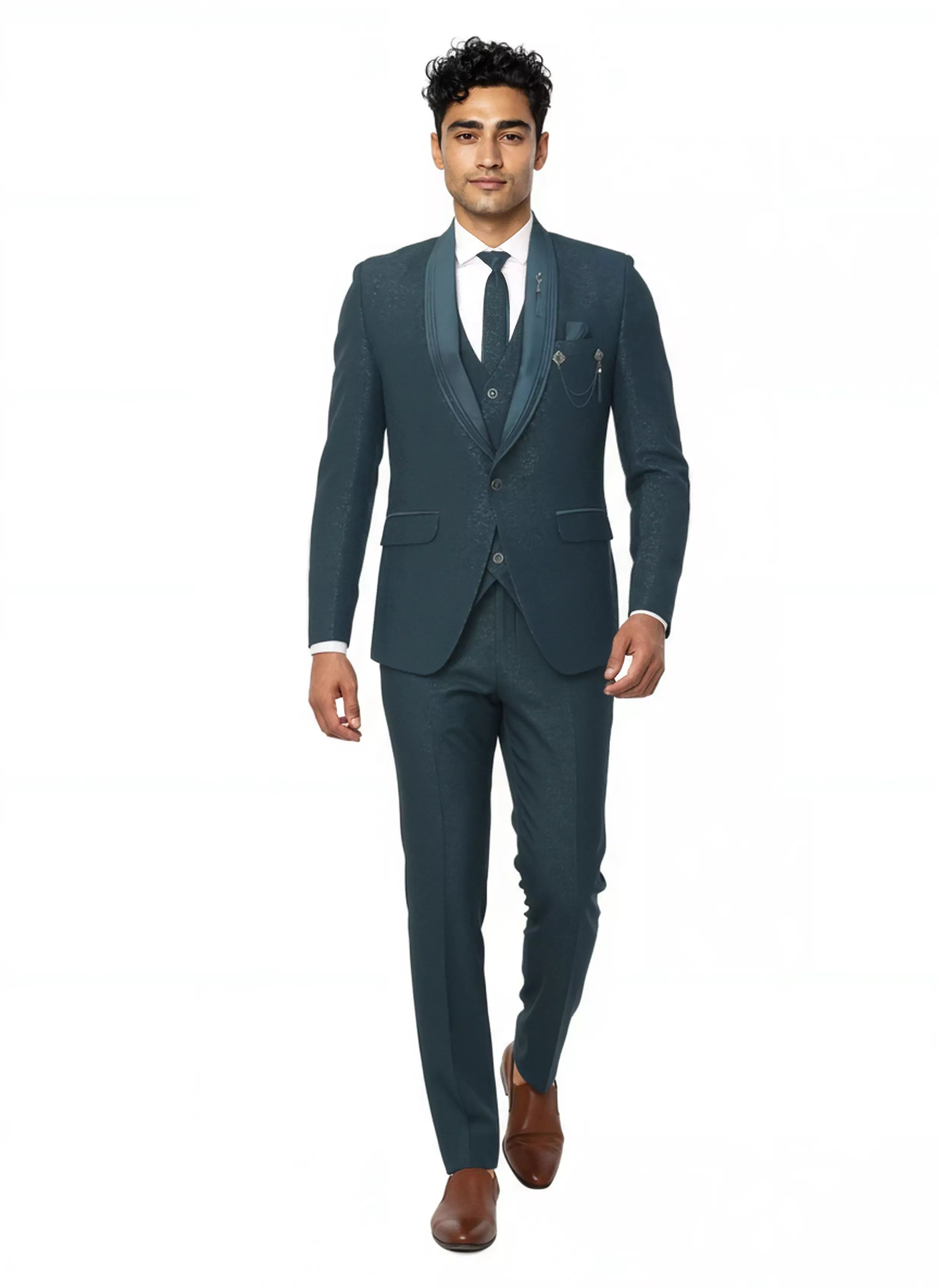 Self Floral Patterned Jacquard Designer Suit