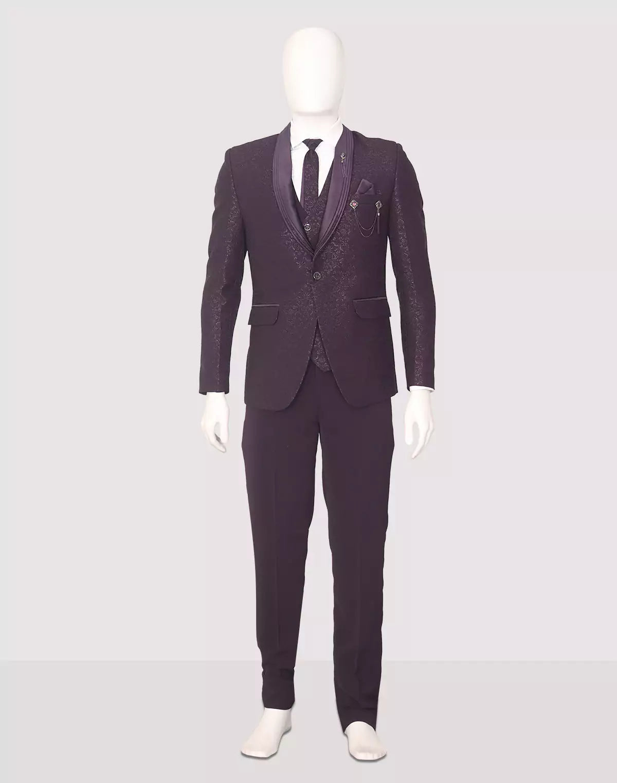 Image of Self Floral Patterned Jacquard Designer Suit