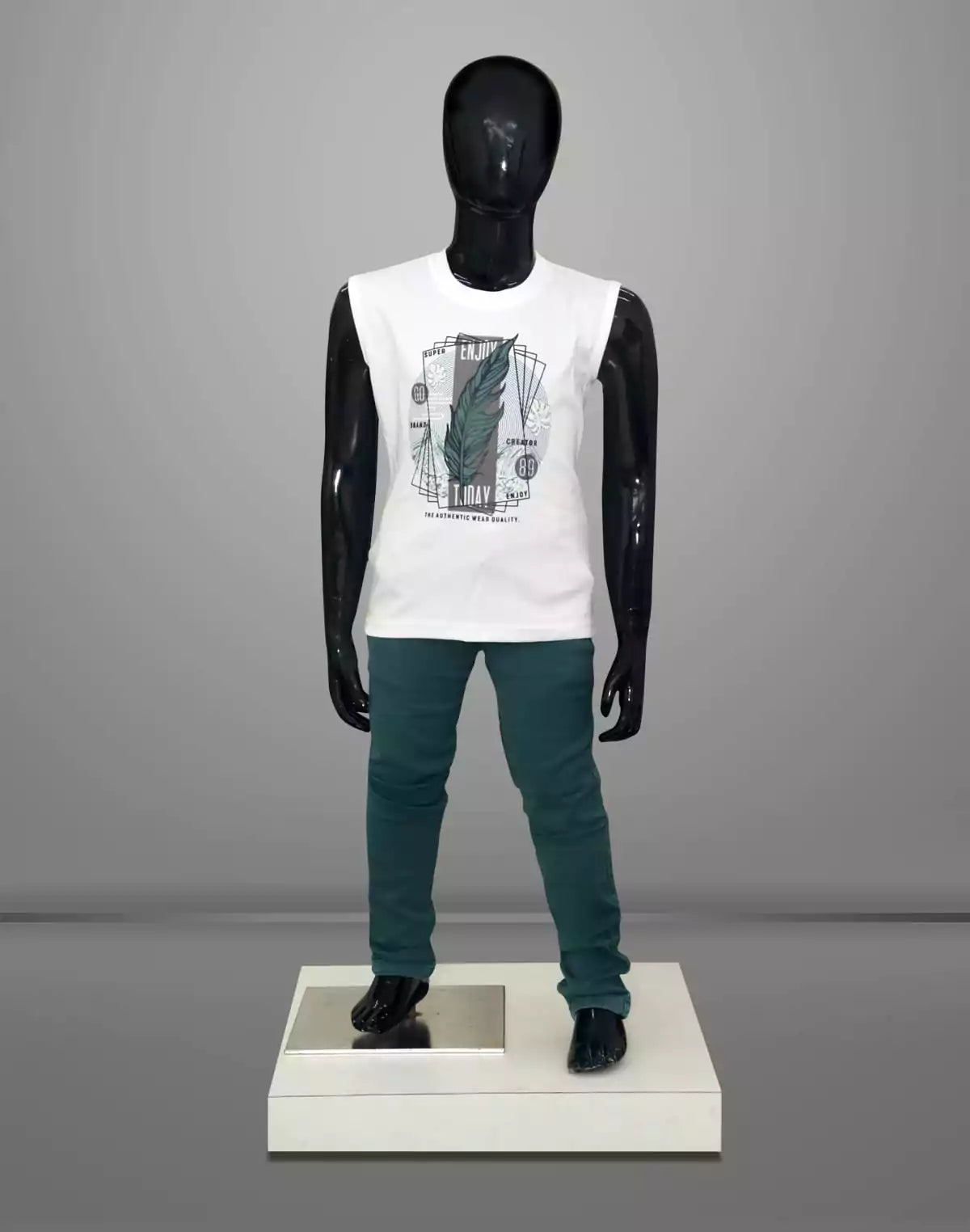 Image of White and Sea Green Graphic Print Cotton Party Wear Baba Suit
