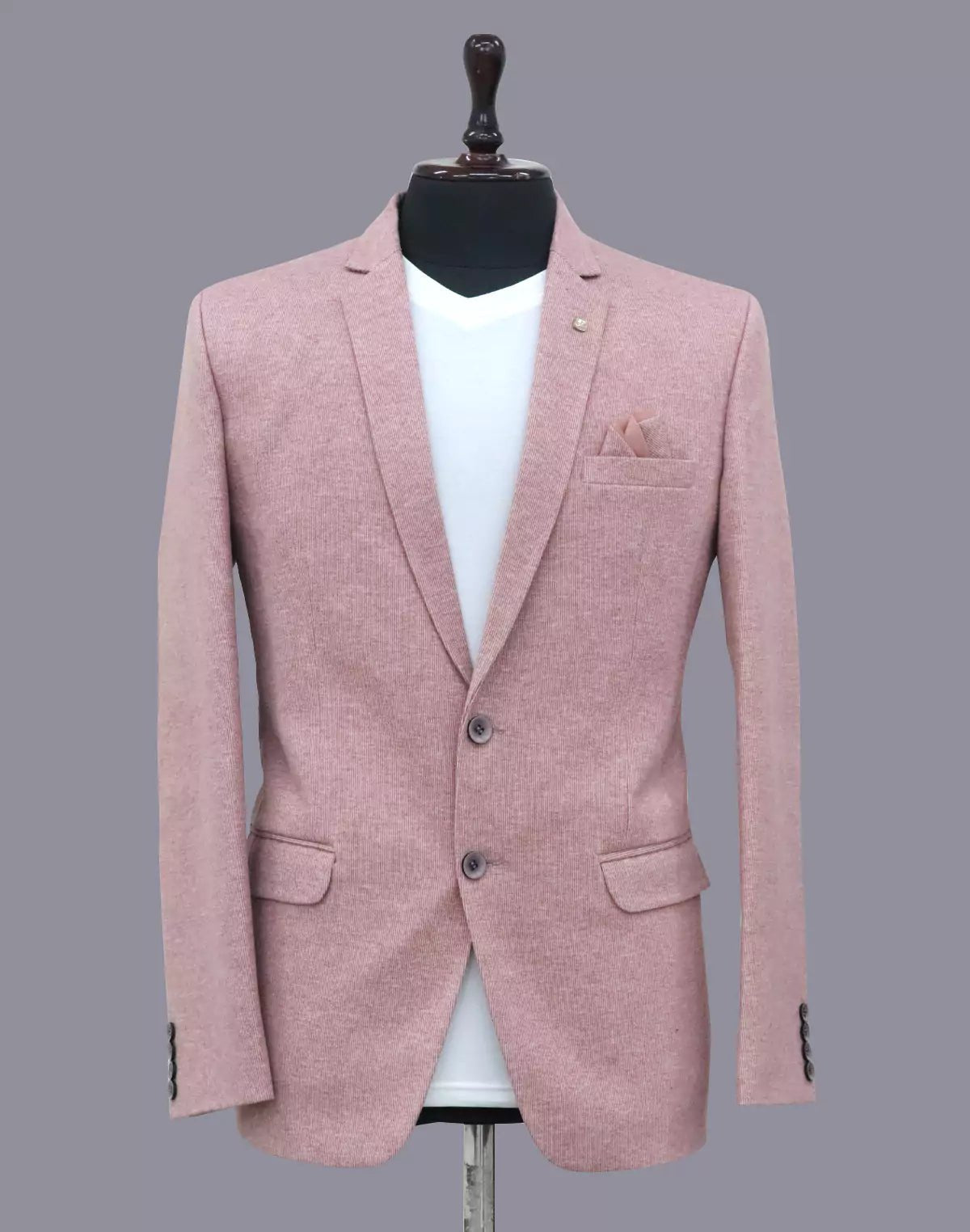 Image of Suede and Giza Cotton Blazer in Peach - South India Shopping Mall