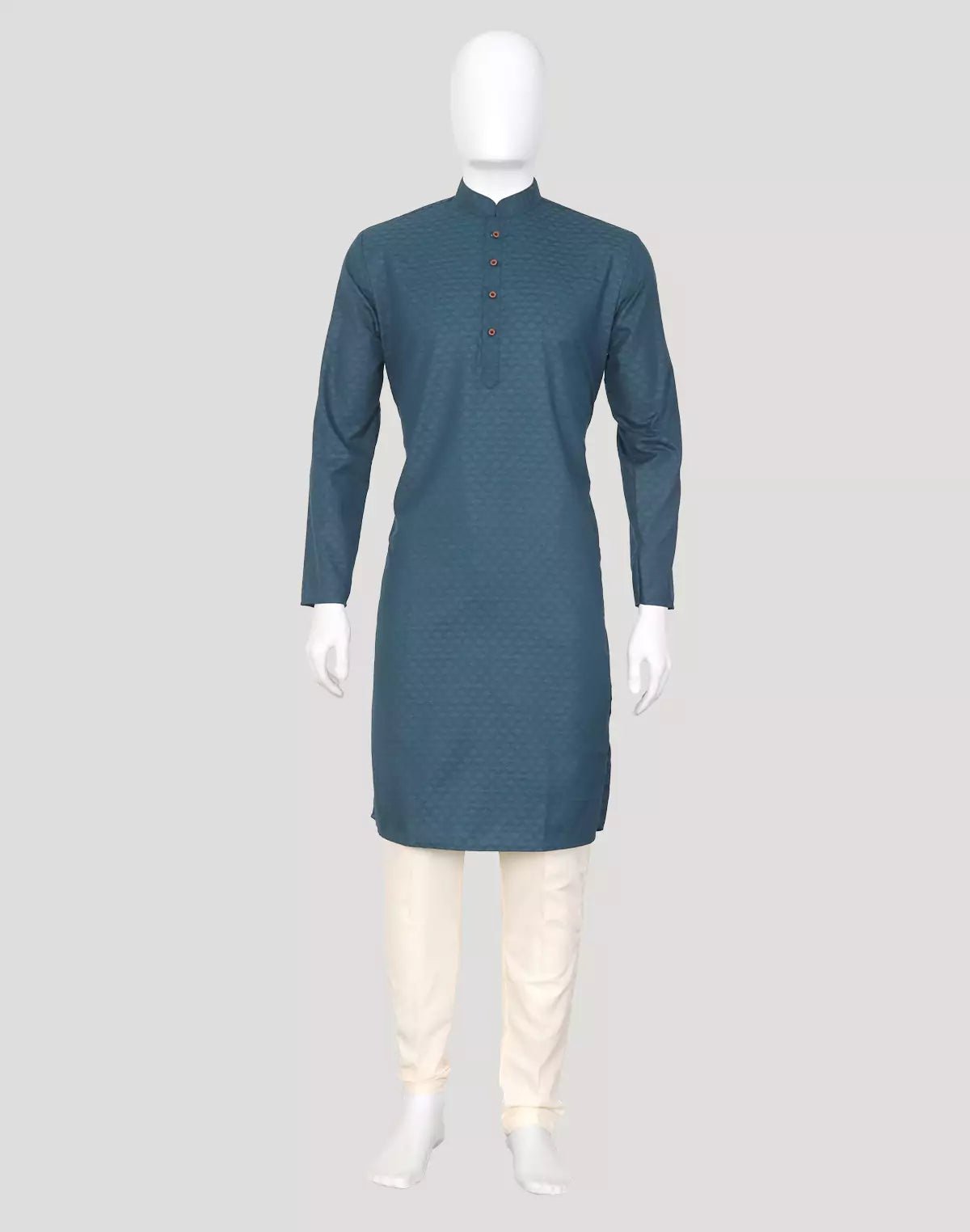 Image of Terrific Rama Self Design Cotton Kurta with Pajama - South India Shopping Mall