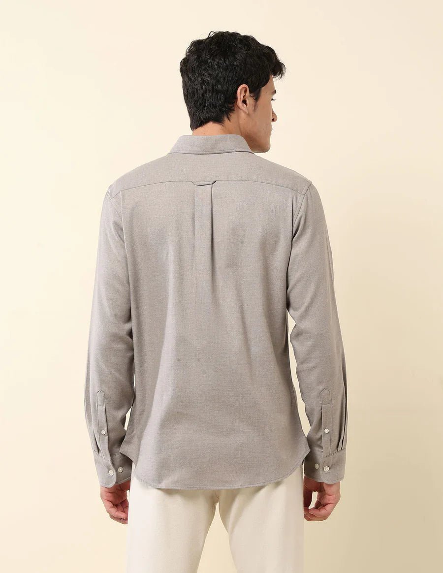 Image of Textured Grey Lenin Cotton Tailored Fit Men's Shirt - South India Shopping Mall