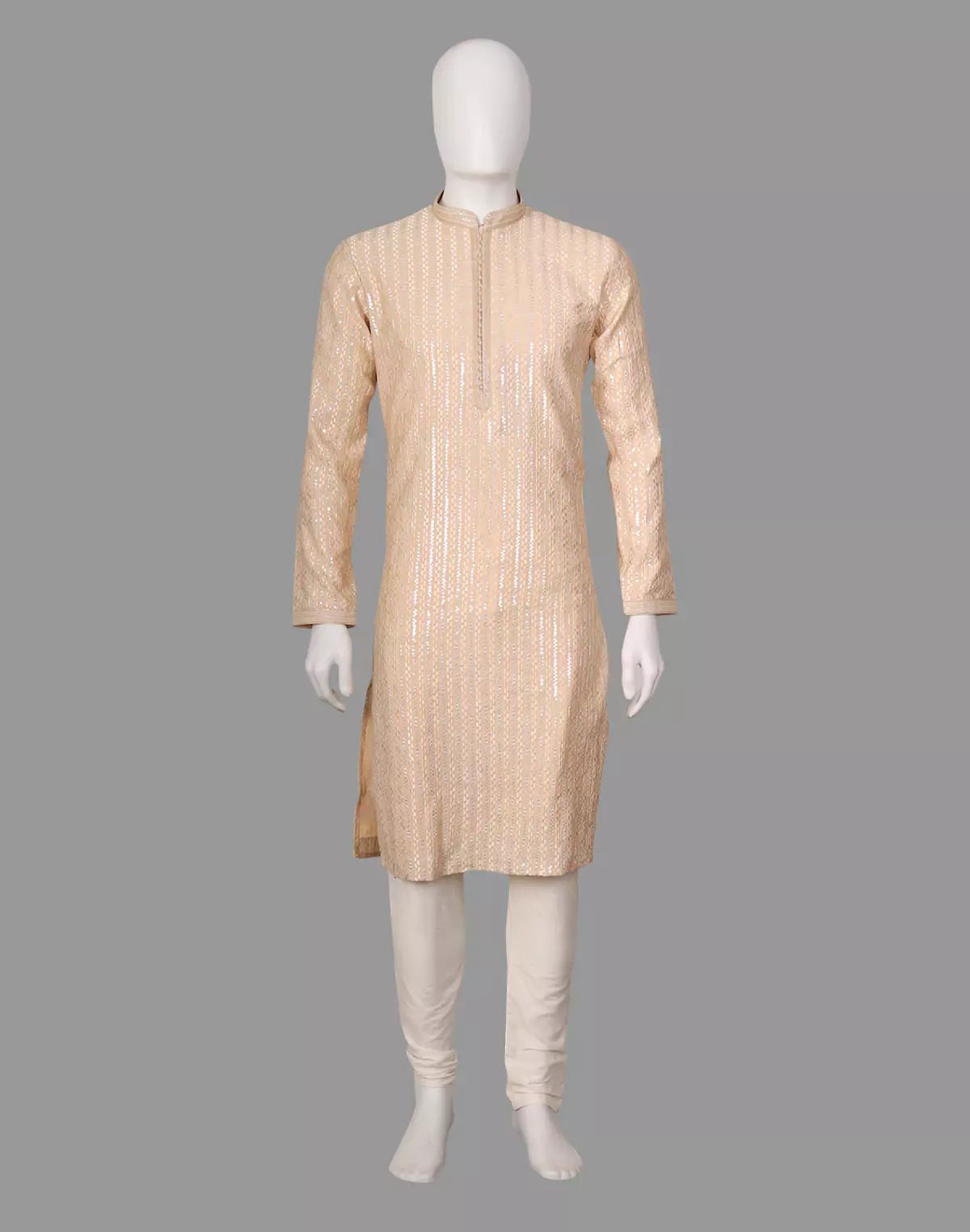 Image of Thread with Embellished work Dusty Colour Raw Silk Kurta Set - South India Shopping Mall