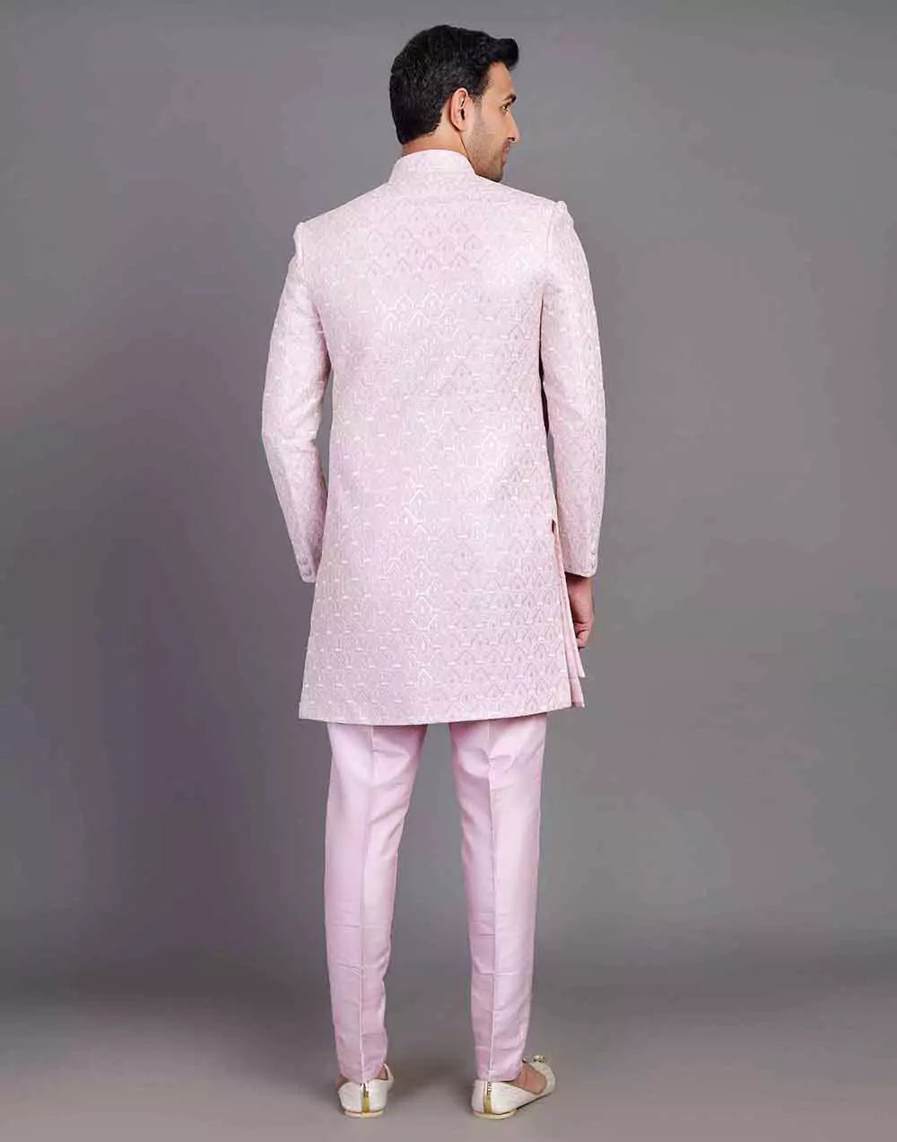 Image of Thread With Embellished Work Raw Silk Indo Open Style With Dupatta - South India Shopping Mall