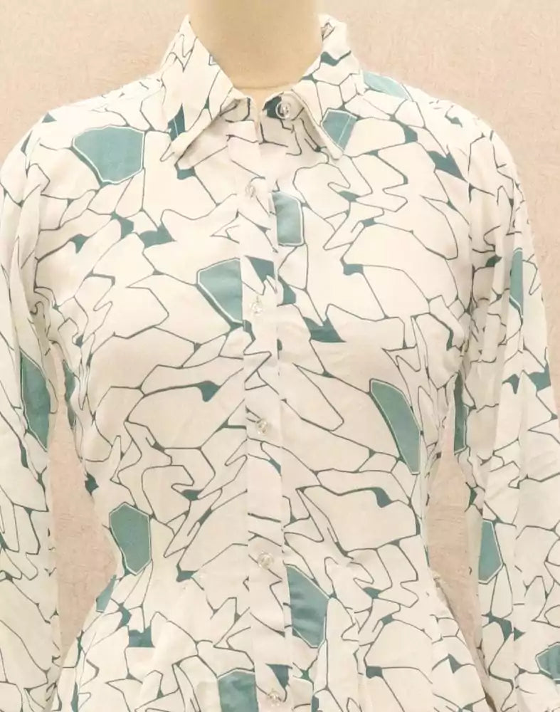 Image of Light Green Graphic Print Chiffon Top