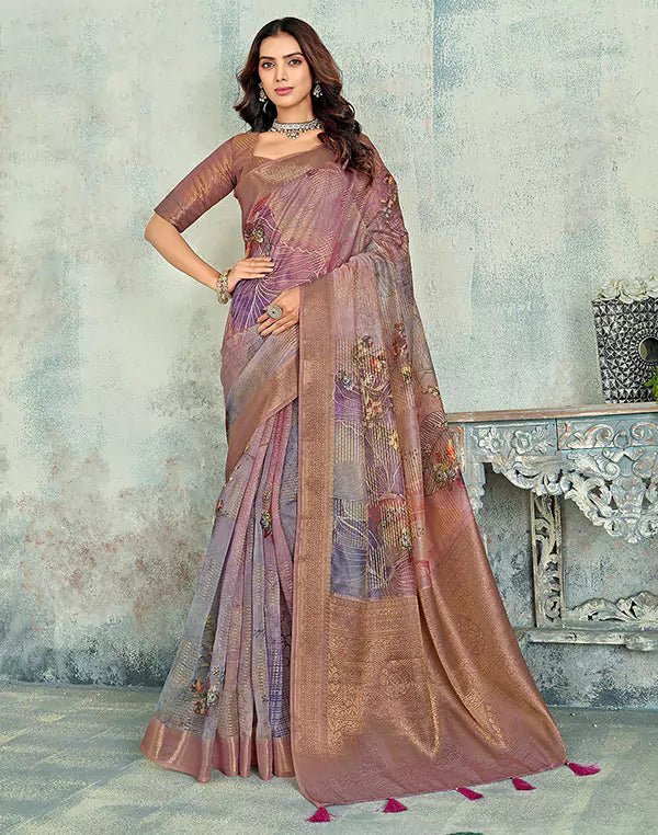 Image of Traditional Light Pink Coloured Tissue Saree - South India Shopping Mall