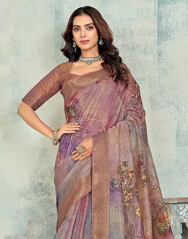 Image of Traditional Light Pink Coloured Tissue Saree - South India Shopping Mall