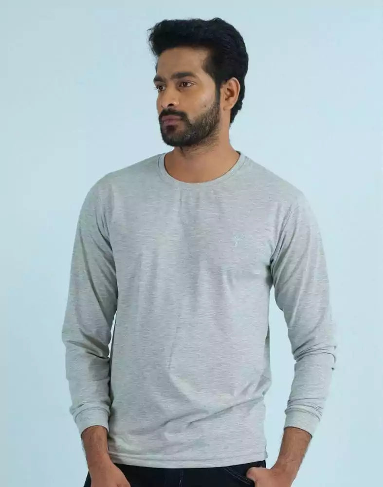 Image of Silver Textured Straight Fit Men T-Shirt