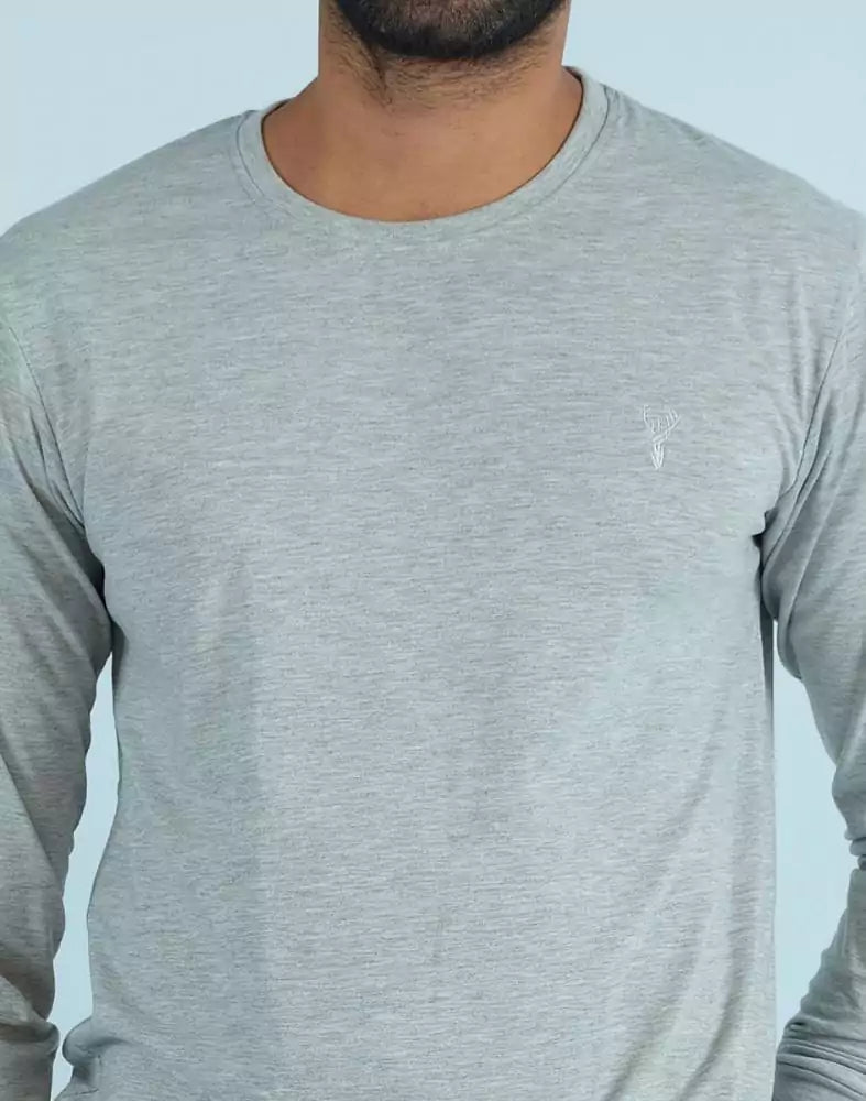 Image of Silver Textured Straight Fit Men T-Shirt