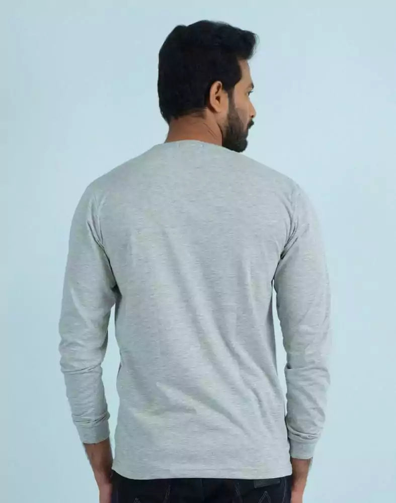 Image of Silver Textured Straight Fit Men T-Shirt