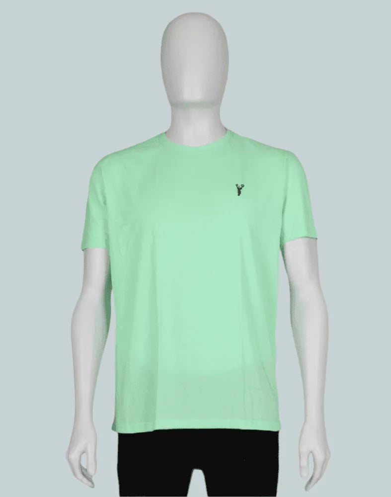 Image of Light Green Plain Cotton Men T-Shirt