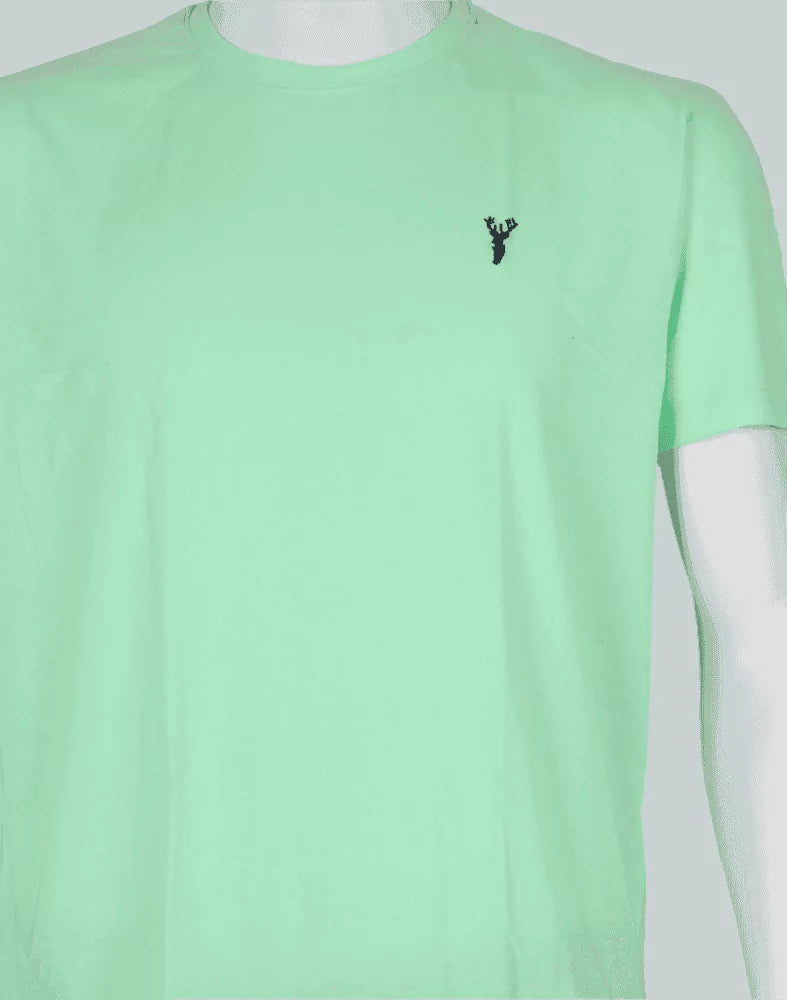 Image of Light Green Plain Cotton Men T-Shirt