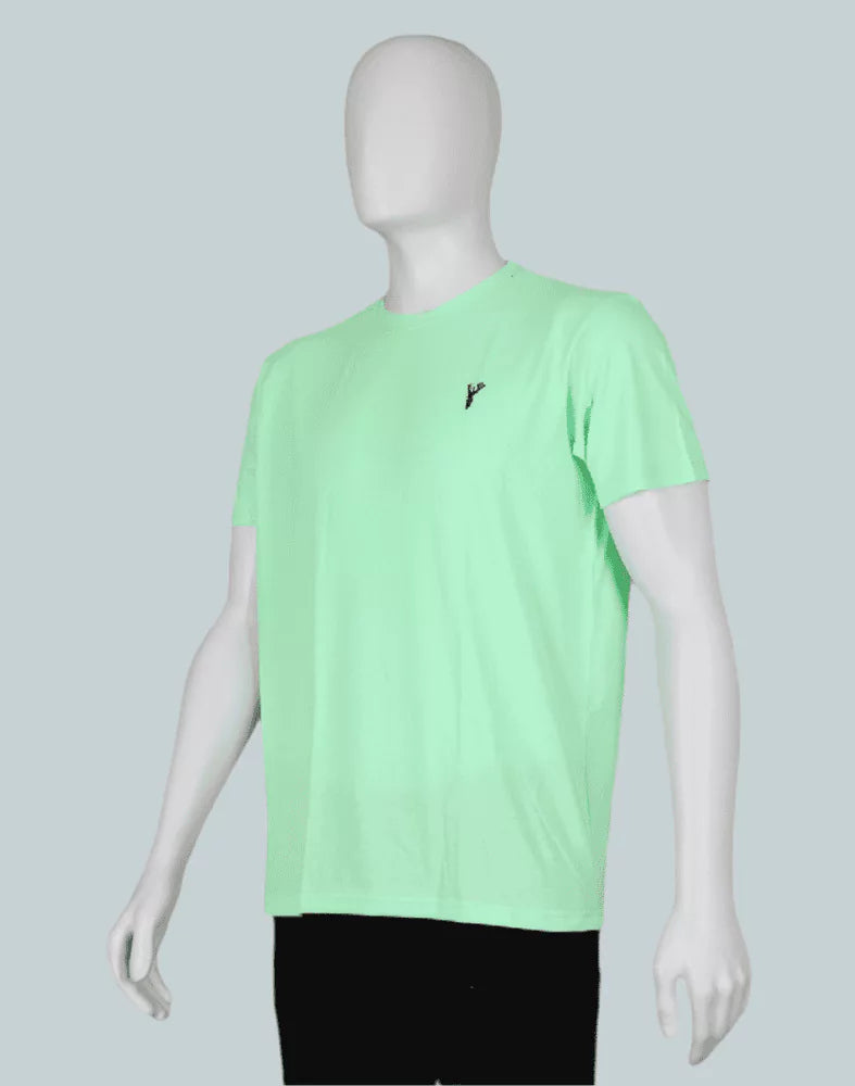 Image of Light Green Plain Cotton Men T-Shirt