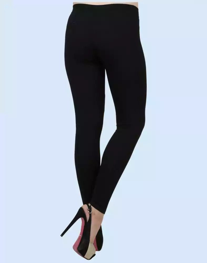 Image of Twin Birds Carbon Black Cotton Lycra Pencil Cut Women Legging - South India Shopping Mall