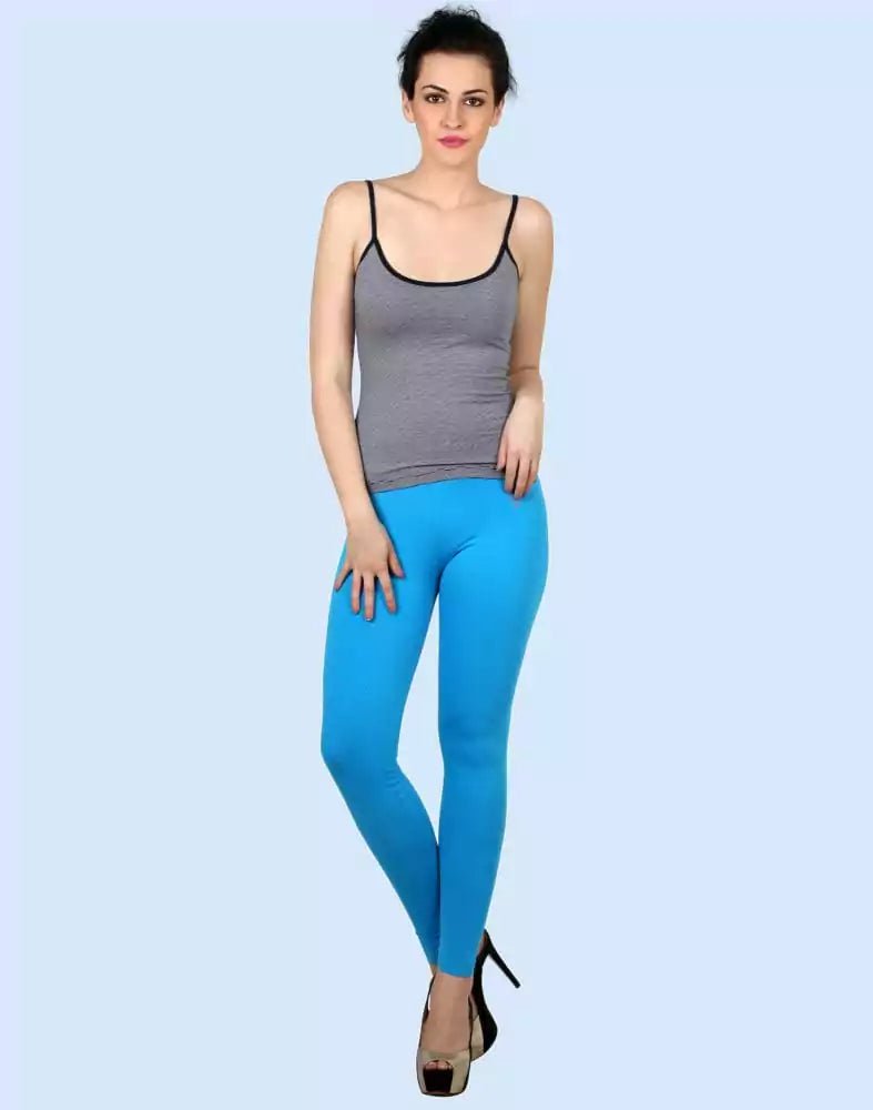 Image of Twin Birds Grand Torquise Cotton Lycra Pencil Cut Women Legging - South India Shopping Mall