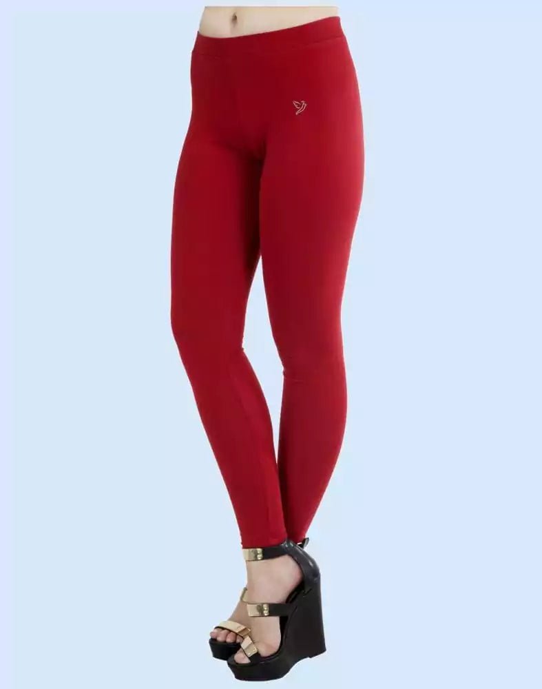 Image of Twin Birds La burgundy Cotton Lycra Pencil Cut Women Legging - South India Shopping Mall