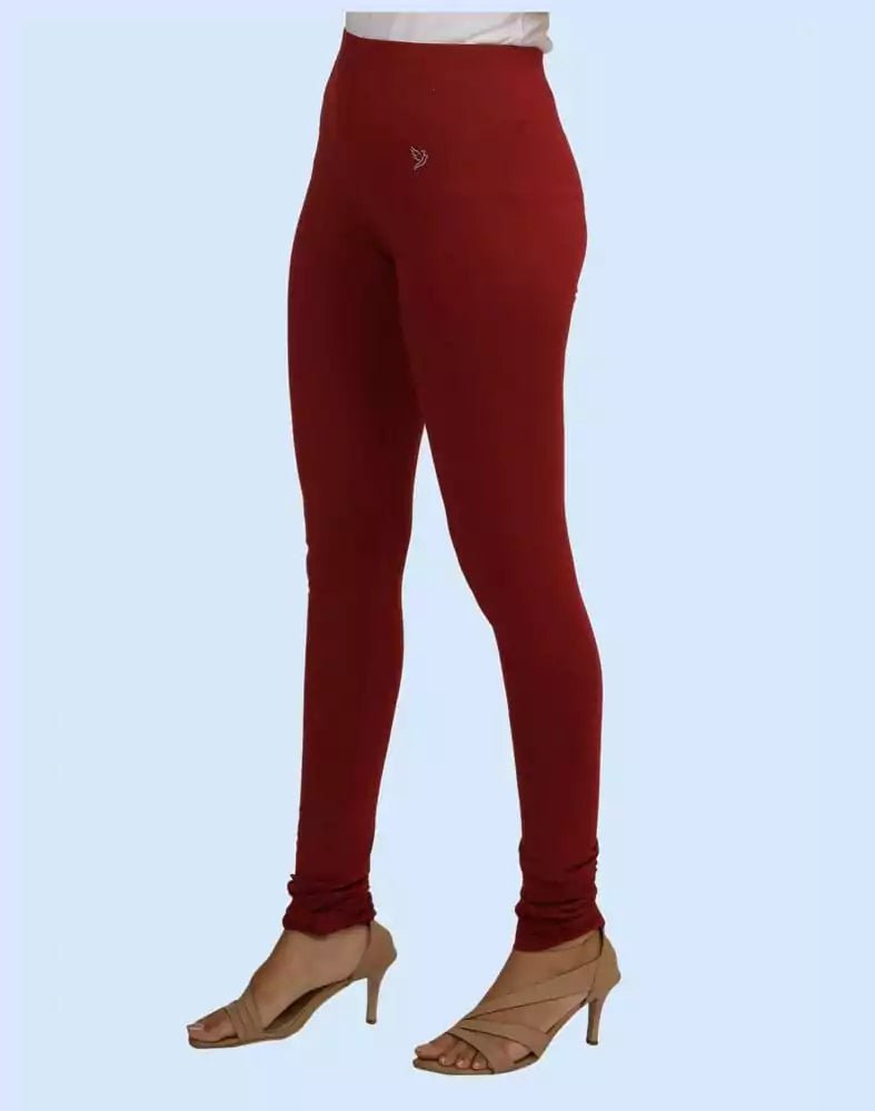 Image of Twin Birds Mehandi Maroon Cotton Lycra Pencil Cut Women Legging - South India Shopping Mall