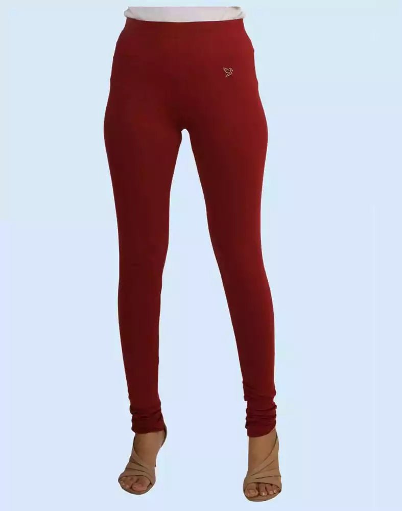 Image of Twin Birds Mehandi Maroon Cotton Lycra Pencil Cut Women Legging - South India Shopping Mall