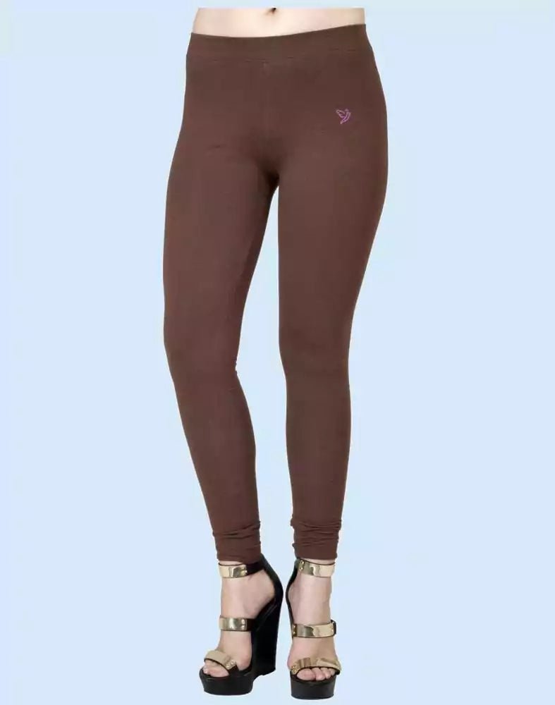 Image of Twin Birds Mocha Bean Cotton Lycra Pencil Cut Women Legging - South India Shopping Mall