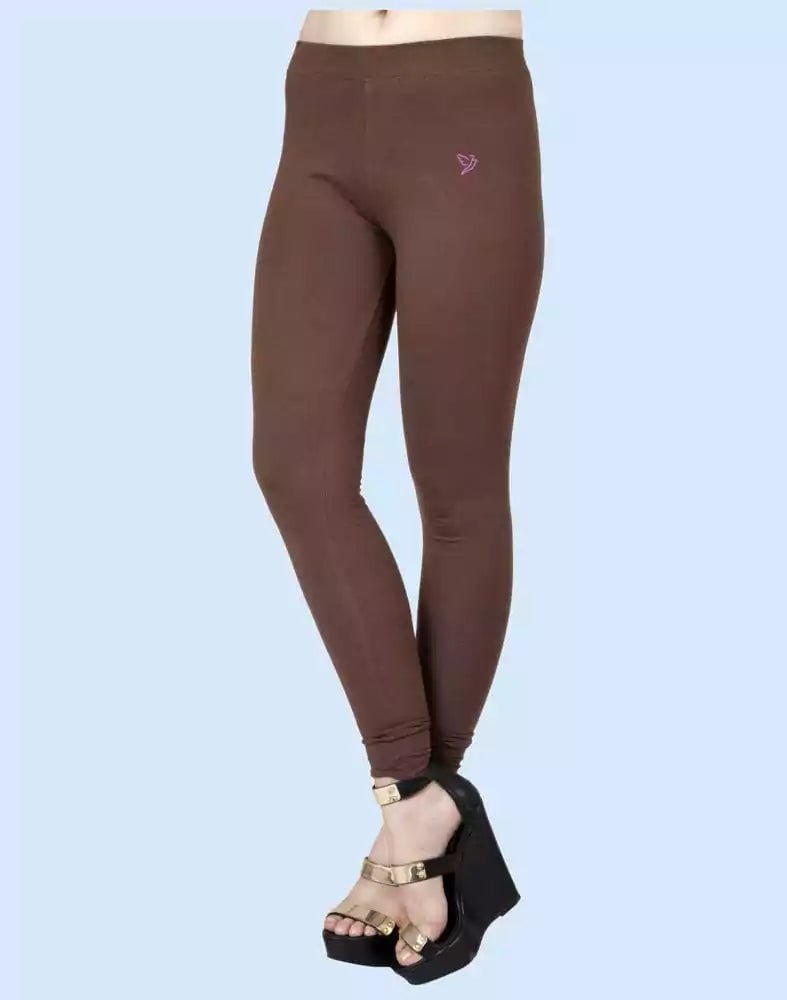 Image of Twin Birds Mocha Bean Cotton Lycra Pencil Cut Women Legging - South India Shopping Mall