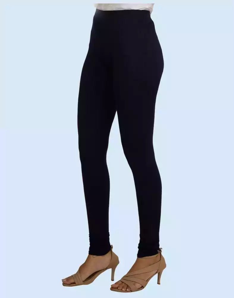 Image of Twin Birds Navy Ribbon Cotton Lycra Pencil Cut Women Legging - South India Shopping Mall