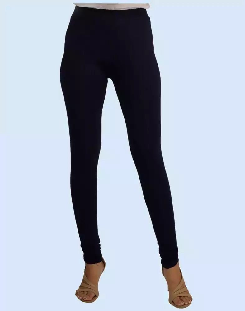 Image of Twin Birds Navy Ribbon Cotton Lycra Pencil Cut Women Legging - South India Shopping Mall