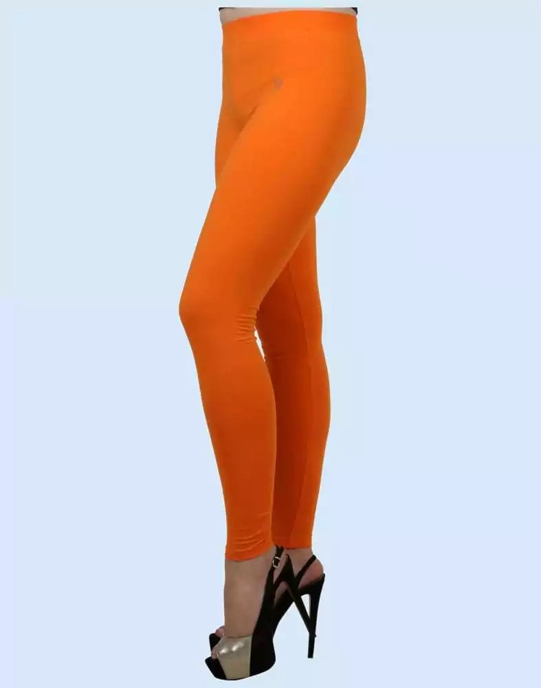 Image of Twin Birds Orange Tango Cotton Lycra Pencil Cut Women Legging - South India Shopping Mall