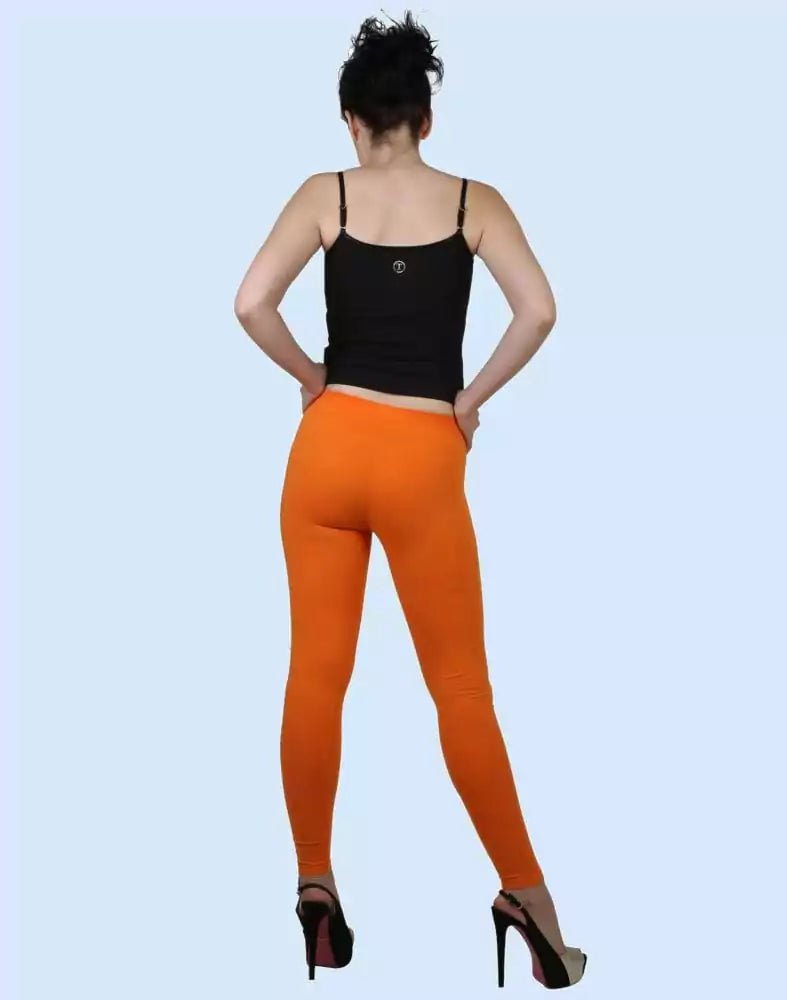 Image of Twin Birds Orange Tango Cotton Lycra Pencil Cut Women Legging - South India Shopping Mall