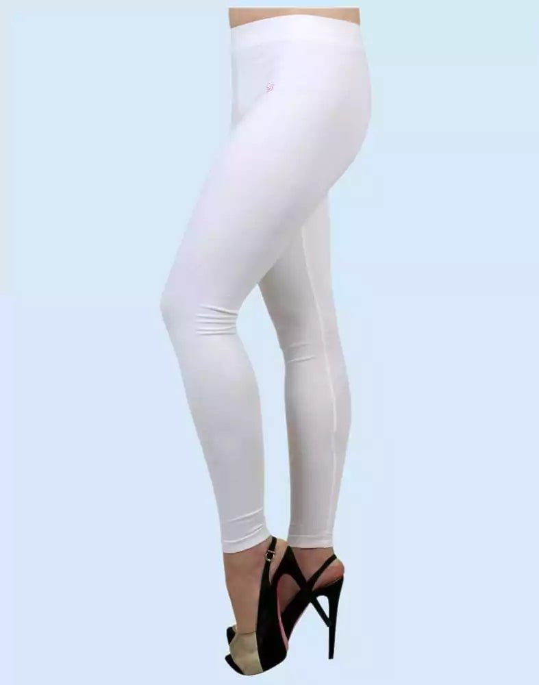 Image of Twin Birds Pearl White Cotton Lycra Pencil Cut Women Legging - South India Shopping Mall