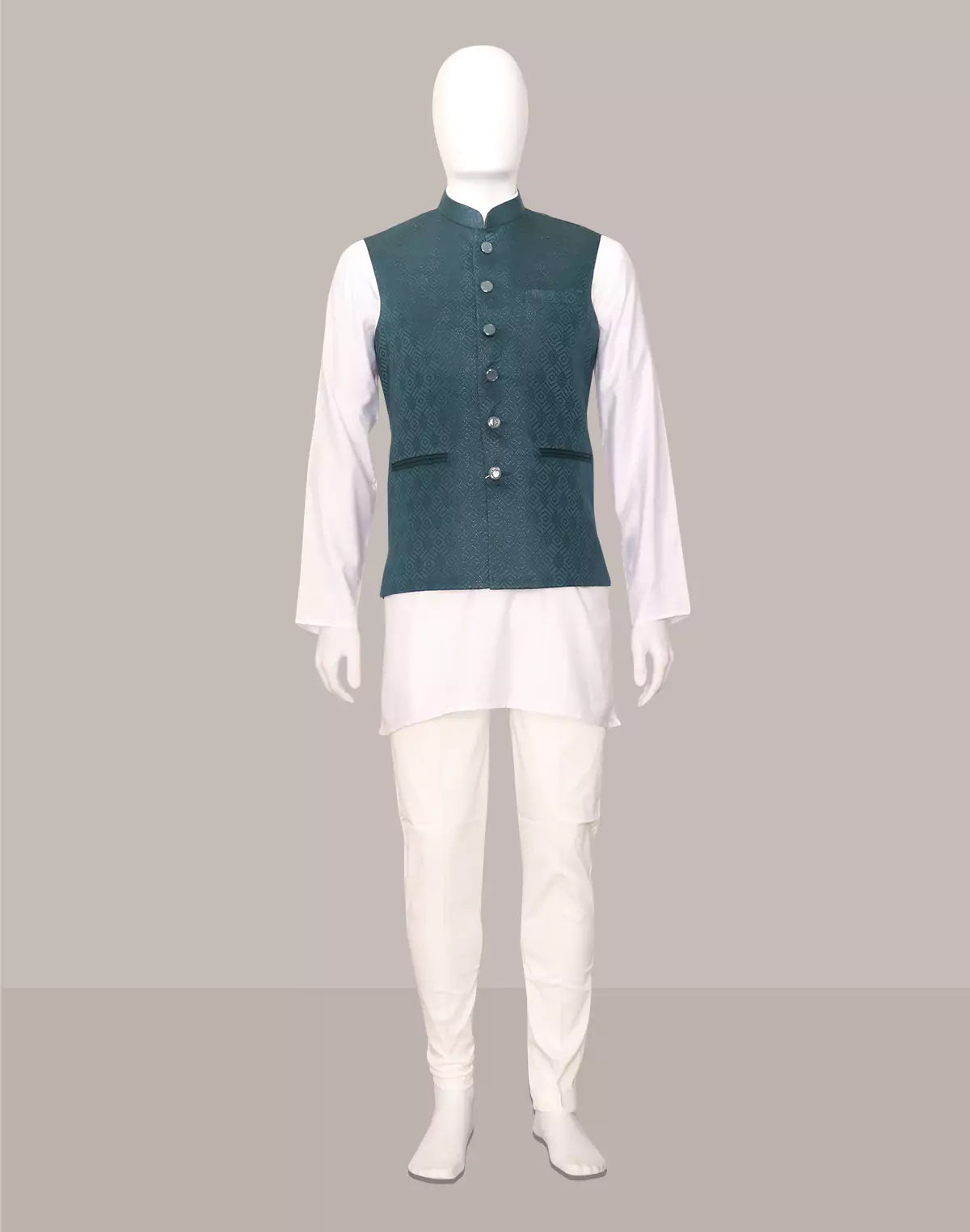 Image of Captivating Rama Self Woven Jacquard Waistcoat for Men