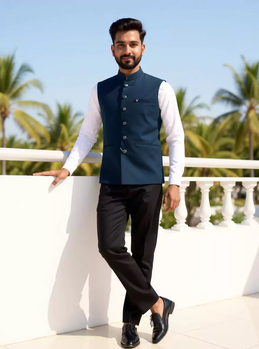 Image of Rama Coloured Textured Polynosic Plain Waistcoat