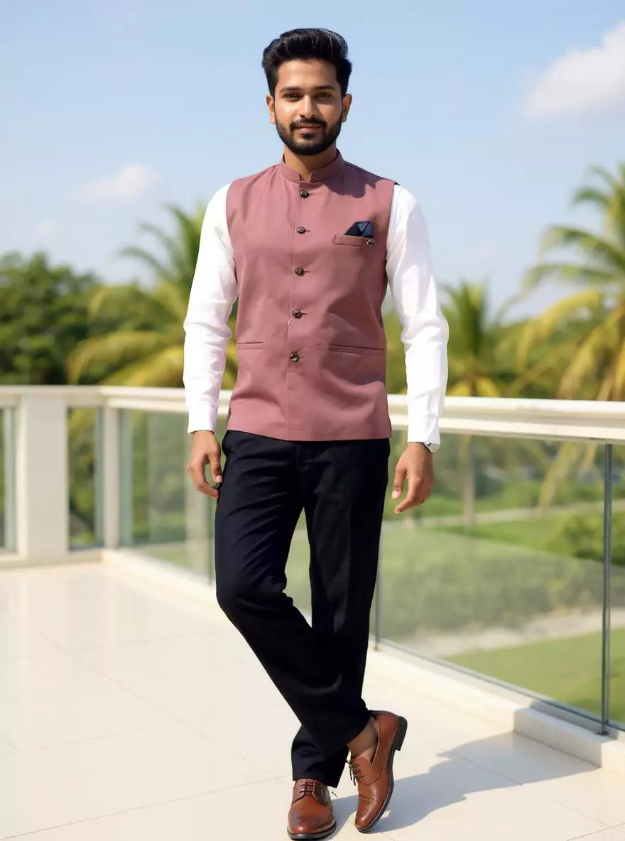 Image of Dark Onion Textured Polyester Waistcoat