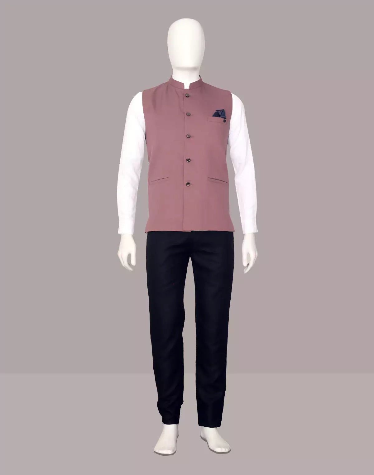 Image of Dark Onion Textured Polyester Waistcoat
